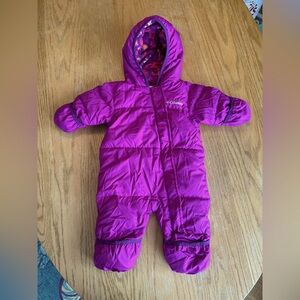Purple Columbia Snuggly Bunny Bunting Baby Snowsuit with down insulation 3-6 mos